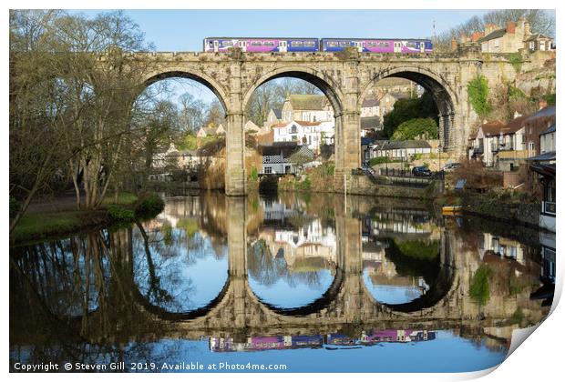Train Travelling Across a Railway Viaduct.   Print by Steven Gill