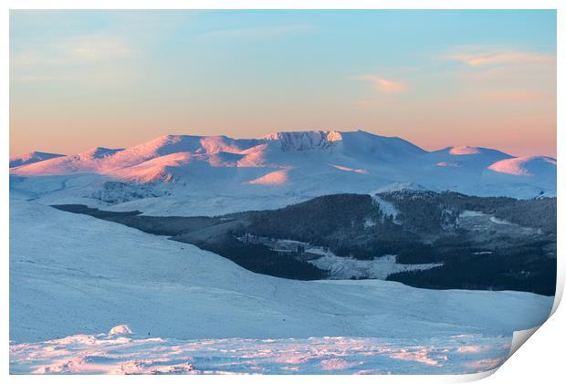 Lochnagar winter sunrise Print by Mike Johnston