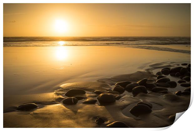 Sunset pebbles Print by Tony Twyman