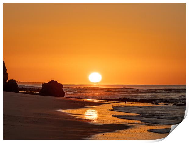 Sunrise on Praia Da Oura Print by Tony Twyman
