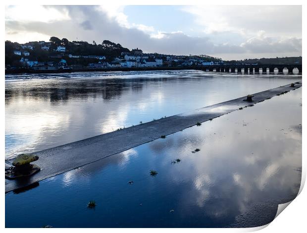 Riverside reflections at Bideford Quay Print by Tony Twyman