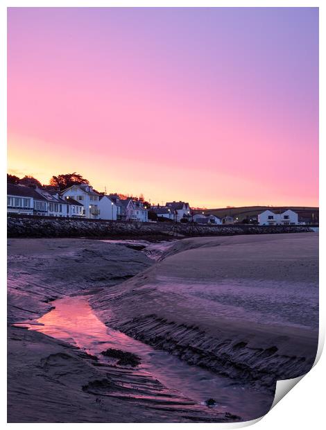 Instow sunrise at Low tide Print by Tony Twyman