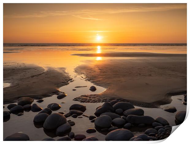 Pebble beach sunset Print by Tony Twyman