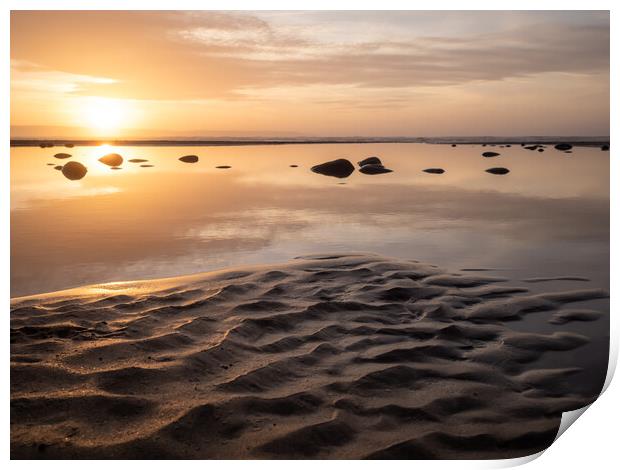 Sunset beach ripples Print by Tony Twyman