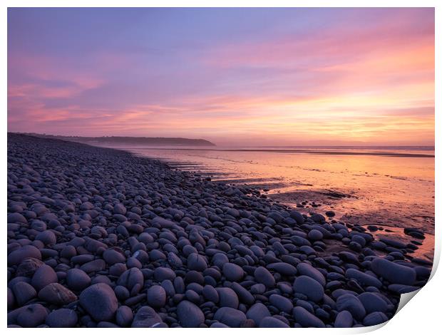 Sunset pebbles Print by Tony Twyman