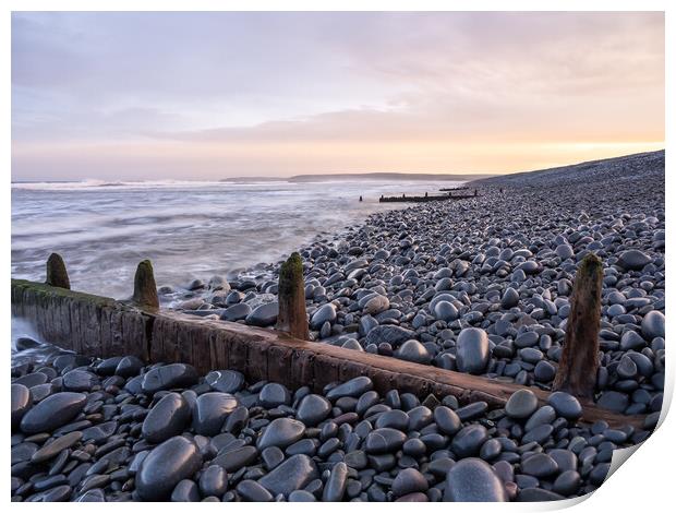 Sunrise beach breaks Print by Tony Twyman