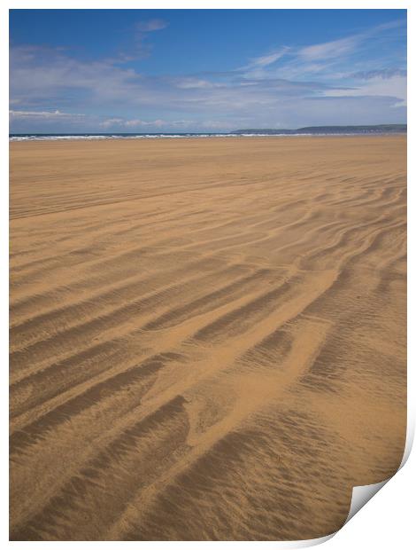 Westward Ho! sandy beach in North Devon Print by Tony Twyman