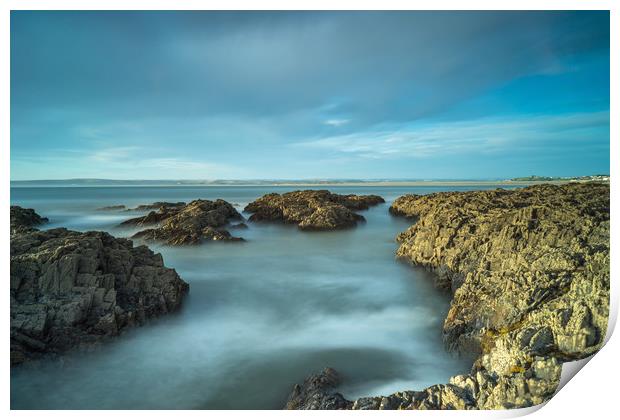 Westward Ho! rugged coastline in North Devon Print by Tony Twyman
