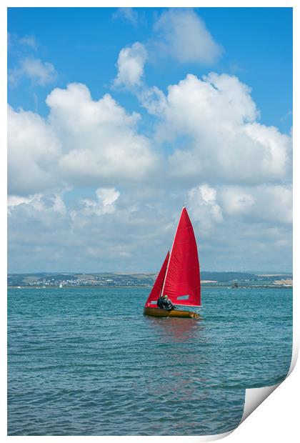 Yacht sailing on the Torridge estuary at Instow Print by Tony Twyman