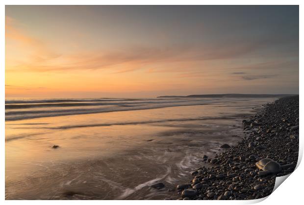 Westward Ho! sunset clouds at high tide Print by Tony Twyman