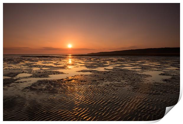 Somerset sunset at Sandbay Print by Tony Twyman