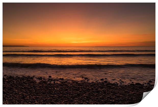 Westward Ho sunset waves Print by Tony Twyman