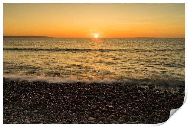 Westward Ho pebble beach sunset  Print by Tony Twyman