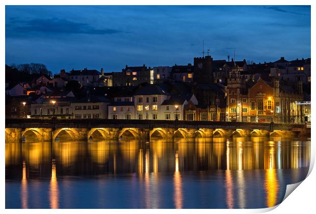 Bideford Long bridge at Dusk  Print by Tony Twyman