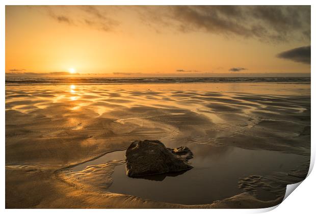 Westward Ho beach sunset Print by Tony Twyman
