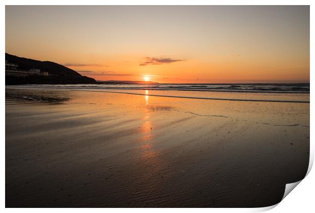 Westward Ho beach sunset Print by Tony Twyman