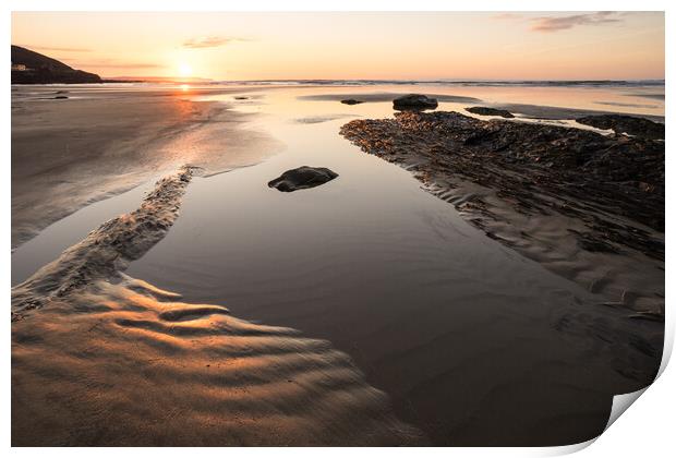 Sunset beach patterns Print by Tony Twyman