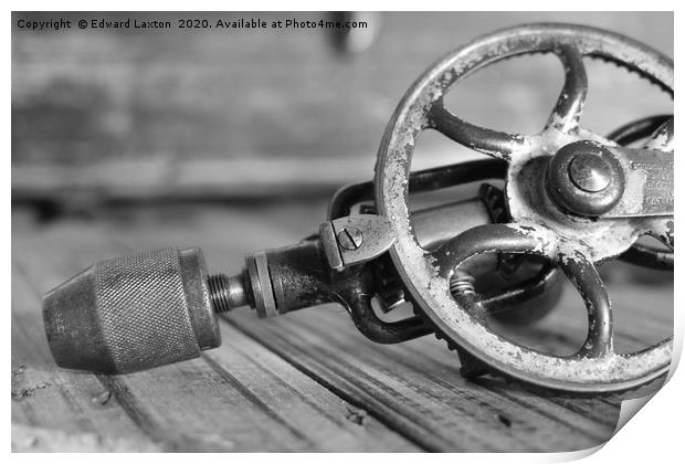 Beautiful 1920s Hand Drill in Black & White        Print by Edward Laxton