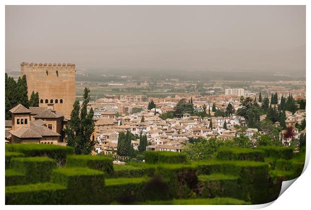 Granada view from Alhambra Print by Paulo Sousa