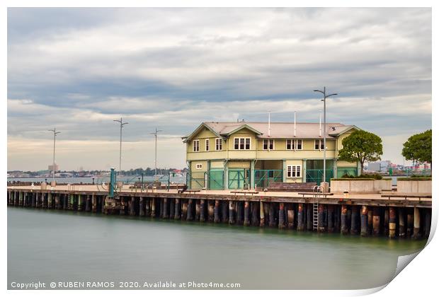 Long exposure of the Princess Pier over a cloudy d Print by RUBEN RAMOS