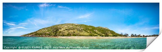 Panoramic view of the Lizard Island and beach in Q Print by RUBEN RAMOS