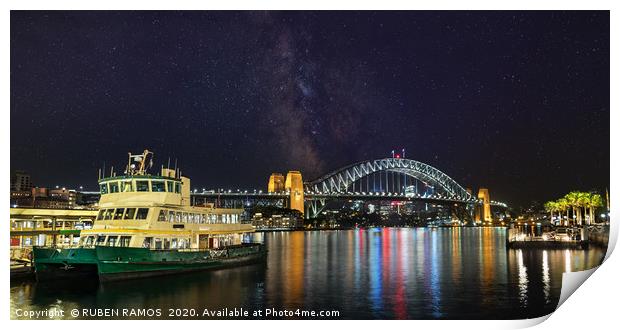 Panoramic view of the Sydney Harbour at a starry n Print by RUBEN RAMOS
