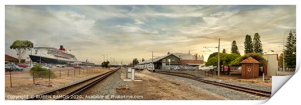 The Fremantle train station and the cruise terminal. Print by RUBEN RAMOS