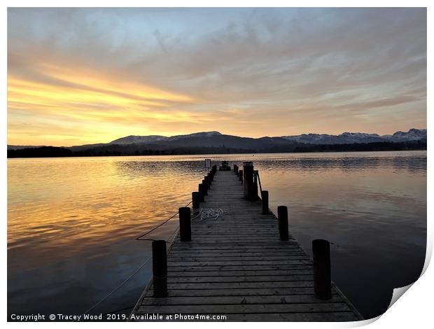   Jetty on Lake Windermere  at Sunset              Print by Tracey Wood