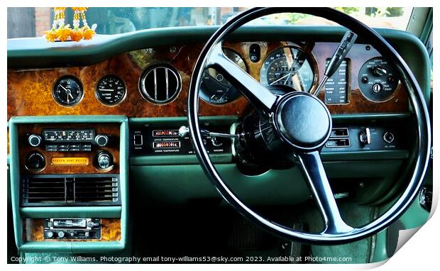 Dashboard interior Rolls Royce Silver Shadow Print by Tony Williams. Photography email tony-williams53@sky.com