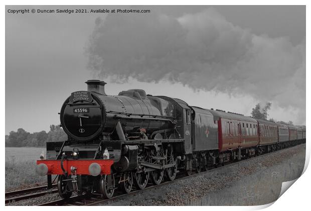 45596 'Bahamas'  steam train West Somerset Steam Express colourized  Print by Duncan Savidge