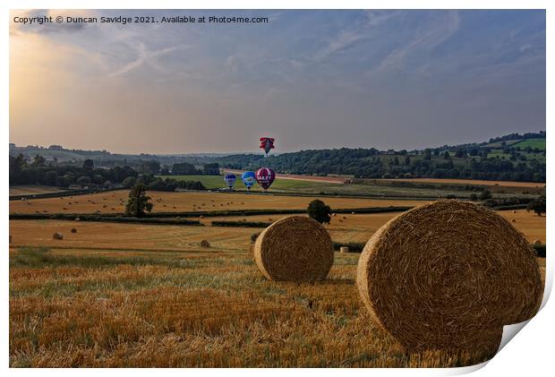 Maize Field hot air balloon launch near Bath Print by Duncan Savidge