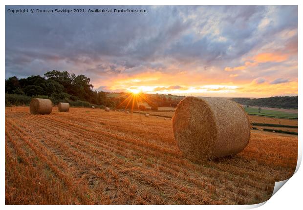 Harvest time sunset Print by Duncan Savidge