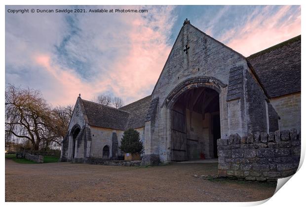 Tithe Barn Bradford on Avon sunset at Christmas  Print by Duncan Savidge