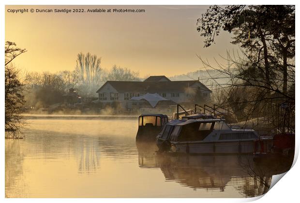 River Avon at Saltford frosty morning misty sunrise  Print by Duncan Savidge