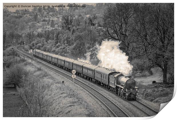 61306 'Mayflower' travelling through the Limpley Stoke Valley on Steam Dreams Excursion to Bath from London Victoria on 5th April 2022 (expresso version) Print by Duncan Savidge