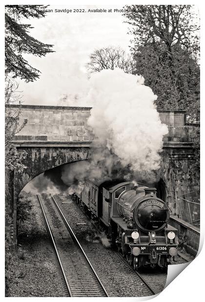 61306 'Mayflower' blasts into Sydney Gardens on Steam Dreams Excursion to Bath from London Victoria on 5th April 2022 (expresso black and white mono version) Print by Duncan Savidge