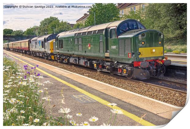 Rare class 37 diesel trains through Oldfield Park Bath Print by Duncan Savidge