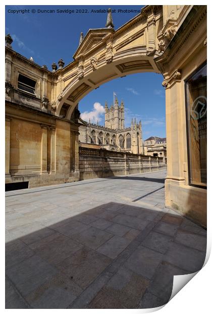 Bath Abbey framed by the York Street archway Print by Duncan Savidge