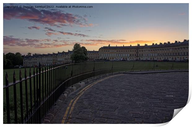 Royal Crescent Bath sunset Print by Duncan Savidge