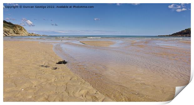 Maenporth beach panoramic tide out Print by Duncan Savidge