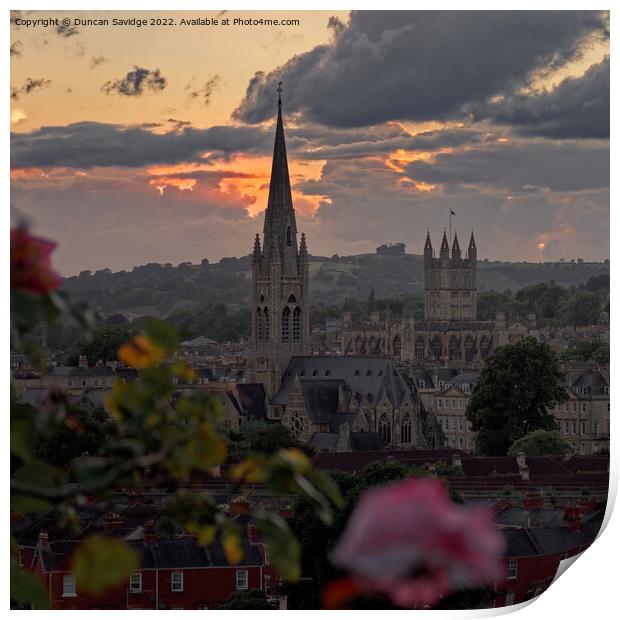 Bath skyline moody sunset Square Print by Duncan Savidge