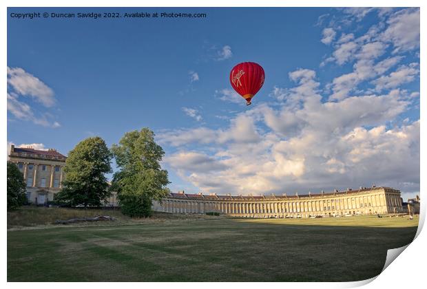 Hot air balloon over the Royal Crescent  Print by Duncan Savidge