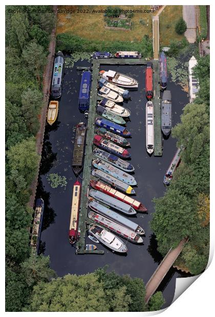 Bath Newbridge Marina from above Print by Duncan Savidge