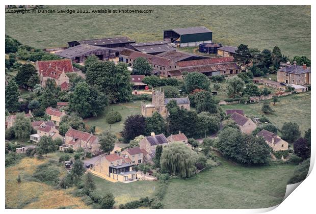 Englishcombe village from the air Print by Duncan Savidge
