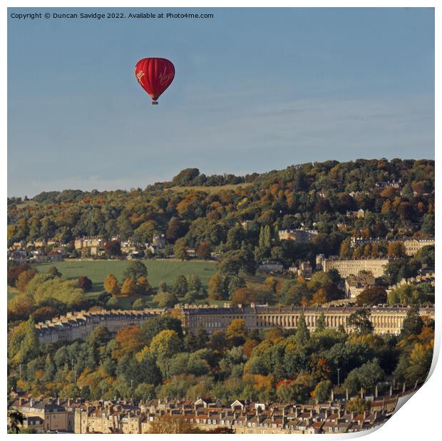 Virgin Balloon flight over Bath Print by Duncan Savidge