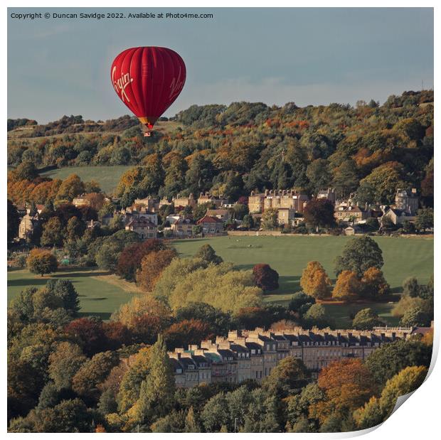 Virgin Hot Air Balloon flight over Bath Print by Duncan Savidge