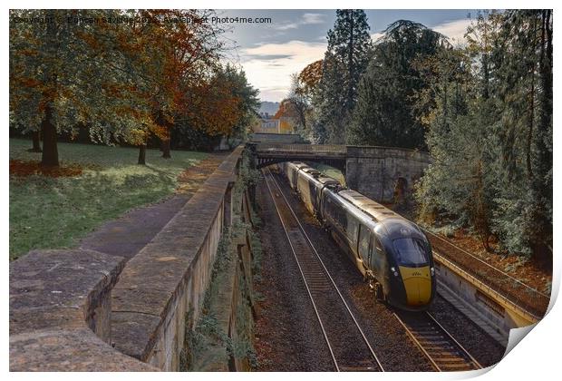 A train traveling through Sydeny Gardens Bath Print by Duncan Savidge