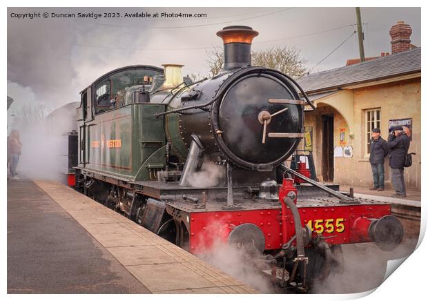 4555 steam train at Cranmore on the East Somerset Railway  Print by Duncan Savidge