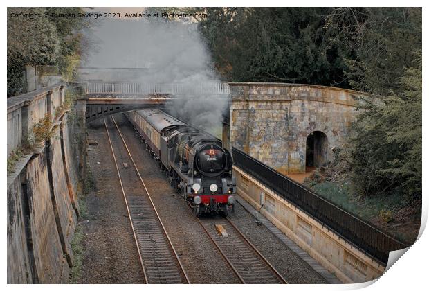 Steam train Braunton through Sydney Gardens in Bath Print by Duncan Savidge