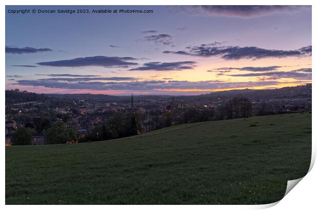 Blue hour sunset over Bath Print by Duncan Savidge